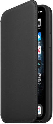 Apple iPhone 11 pro leren flip hoesje - zwart